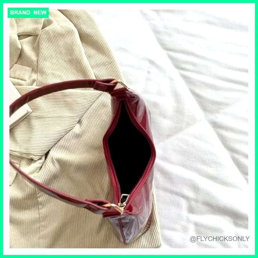 Patent Leather Hobo Bag Small Tote Shoulder Purse for Parties Dating